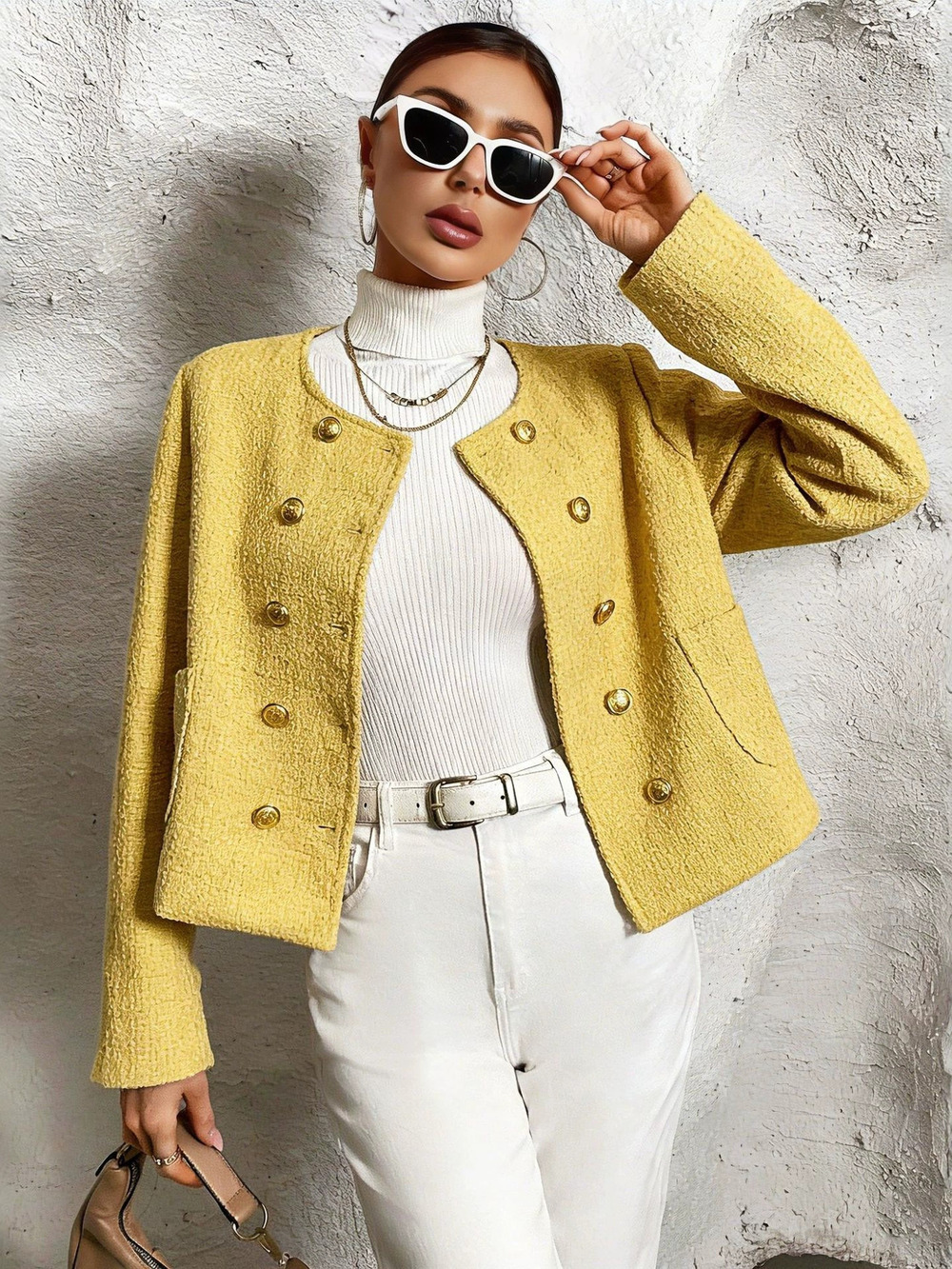 ZARA Womens Chanel Style Slim Cardigan Office Jacket